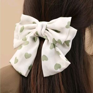 Heart Print Bow Barrette